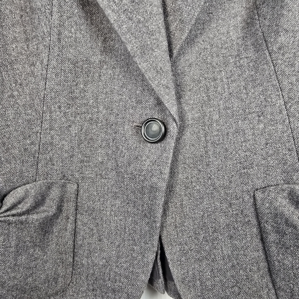 Talbots Women's Kate Fit Grey Wool Blazer Gatheted Lapels Button Closure Size 8 - Picture 9 of 16